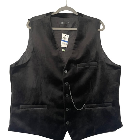 INC Black Velvet Slim Fit Vest XL Cowboycore Dapper Luxe Partywear Formal Goth - Picture 1 of 12